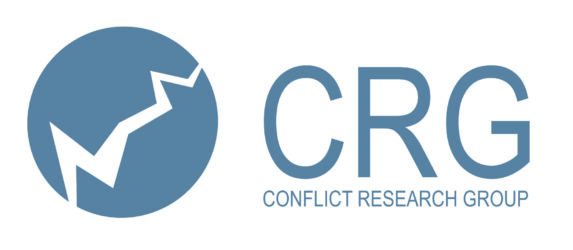 Sky blue and white logo of the Conflict Research Group